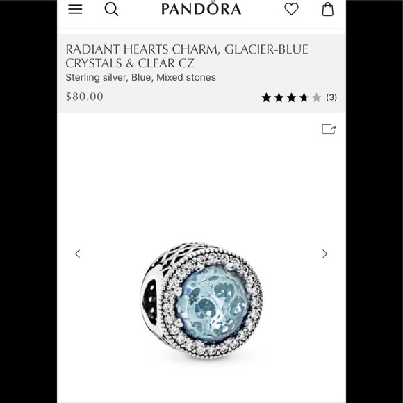 Pandora Charm 100% AUTHENTIC Glacier Hearts Blue - Picture 7 of 9